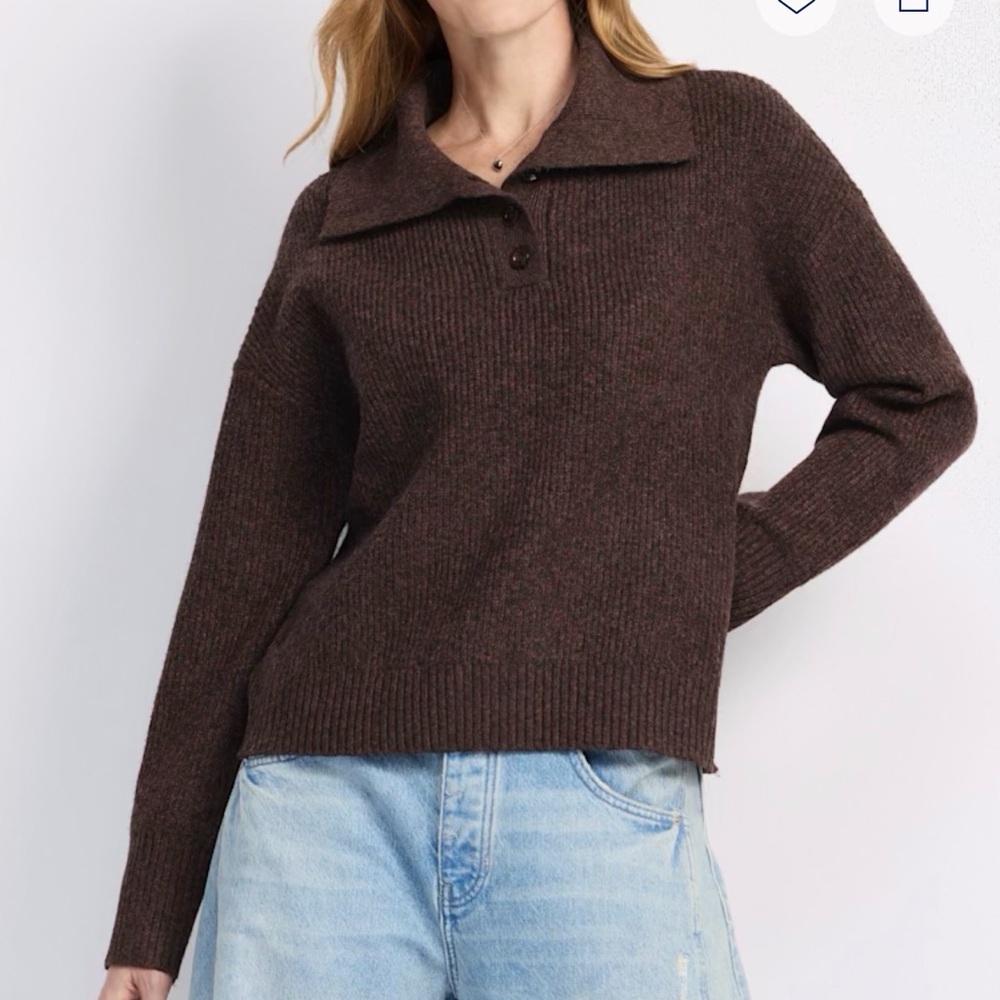 Thread & Supply Brown Polo-Collar Sweater
